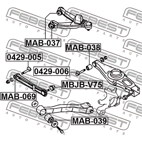 ➤ Сайлентблок важеля MITSUBISHI PAJERO III-IV 00- задн. міст (Вир-во FEBEST) MAB-069