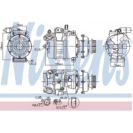 ➤ Компресор кондиціонера VW-TRANSPORTER T5 (з муфтою) (Nissens) 890637