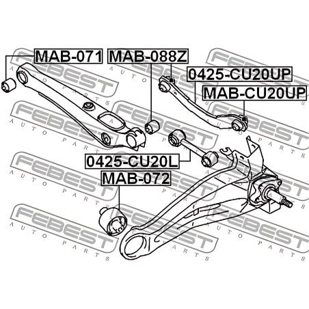 MAB-072 Сайлентблок важеля MITSUBISHI AIRTREK, LANCER 02- задн. міст із двох сторін (Вир-во FEBEST) фото від Мотор-Агро Харків У