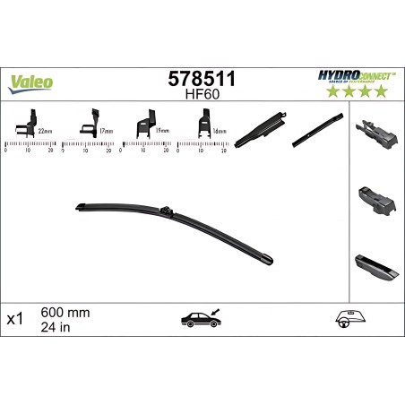 ➤ Щітка склоочис. 600 мм HYDROCONNECT (вир-во Valeo) 578511