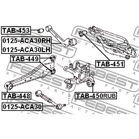 TAB-450RUB Сайлентблок цапфи TOYOTA AVENSIS, RAV 4 08- задн. міст з двох сторін (Вир-во FEBEST) фото від Мотор-Агро Харків Украї