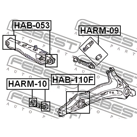 HAB-110F Сайлентблок важеля HONDA CIVIC, CR-V 91-01 зад. міст із двох сторін (Вир-во FEBEST) фото від Мотор-Агро Харків Україна