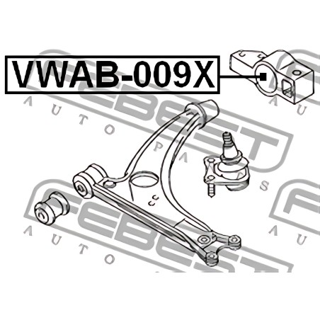 VWAB-009X Сайлентблок важеля AUDI A3, SEAT LEON, VW TOURAN, SKODA FABIA 99 перед. міст низ (Вир-во FEBEST) фото від Мотор-Агро Х