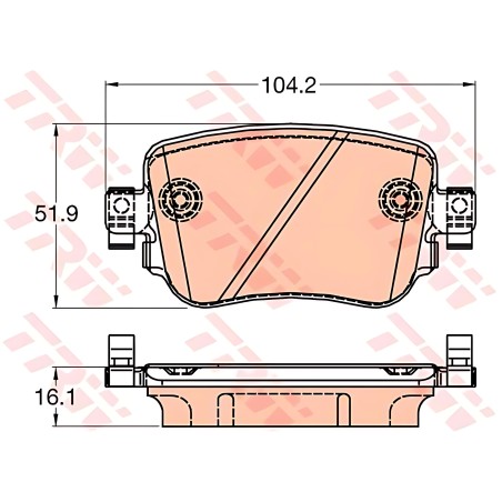 ➤ Колодка гальм. диск. SKODA OCTAVIA 1.8 2.0 2012-,SEAT LEON 2012- задн. (вир-во TRW) GDB2042