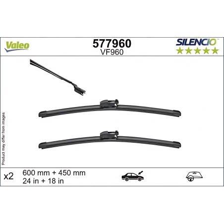 ➤ Щітки склоочисника 600/450 мм SILENCIO FLAT BLADE SET (вир-во Valeo) 577960