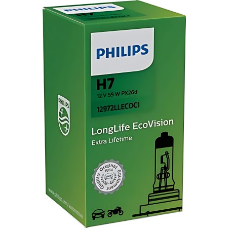 ➤ Лампа розжарювання H7 12V 55W PX26d LongerLife Ecovision (вир-во Philips) 12972LLECOC1