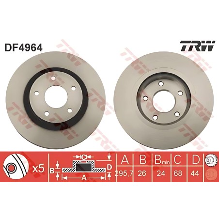 ➤ Диск гальмівний NISSAN QASHQAI передн. (вир-во TRW) DF4964