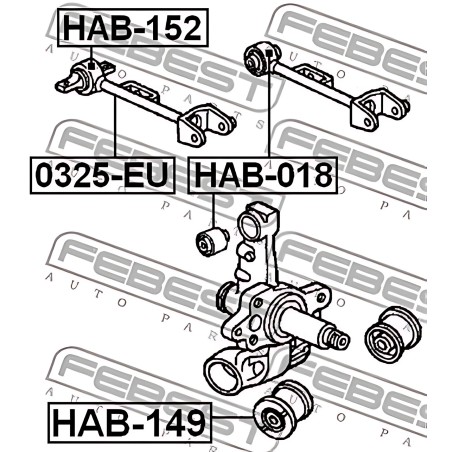 HAB-018 Сайленблок важеля HONDA CIVIC VII, CR-V II-IV 00 зад. міст верх (Вир-во FEBEST) фото від Мотор-Агро Харків Україна