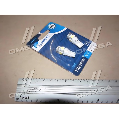 TP-214T10-12V Лампа LED б / ц габарит і панель приладів T10 5SMD W5W 12V WHITE 2шт. блістер TEMPEST фото від Мотор-Агро Харків У