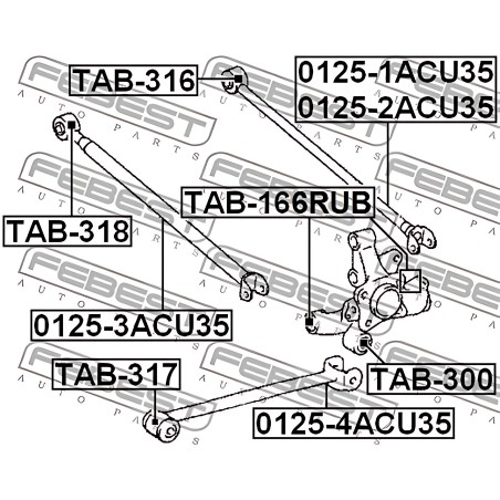 TAB-166RUB Сайлентблок важеля TOYOTA AVENSIS, CELICA 97- задн. міст (Вир-во FEBEST) фото від Мотор-Агро Харків Україна