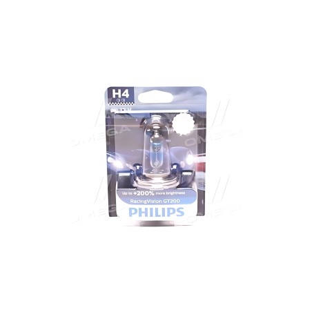 ➤ Лампа розжарювання H4 RacingVision GT200 +200 12V 60/55W P43t-38(вир-во Philips) 12342RGTB1