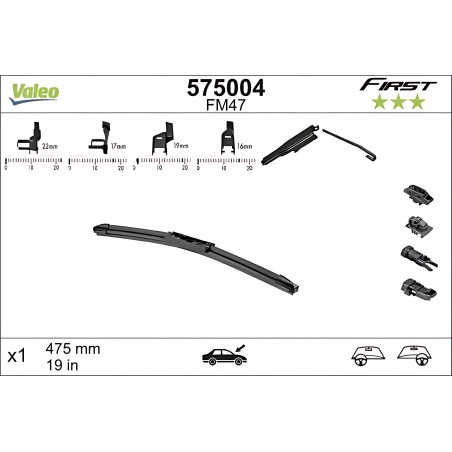 575004 Щітка склоочис. 475 безкаркасна First Multiconnection (вир-во Valeo) фото від Мотор-Агро Харків Україна