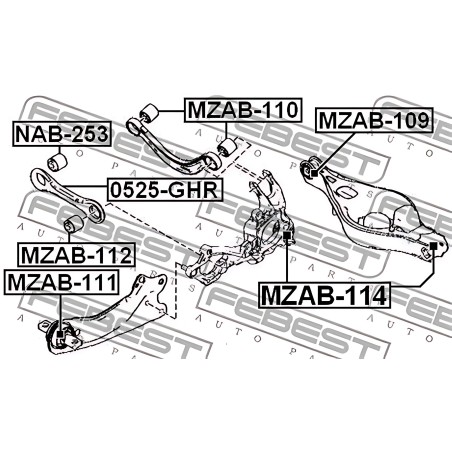 MZAB-111 Сайлентблок важеля MAZDA 6 07 - задн. міст (Вир-во FEBEST) фото від Мотор-Агро Харків Україна
