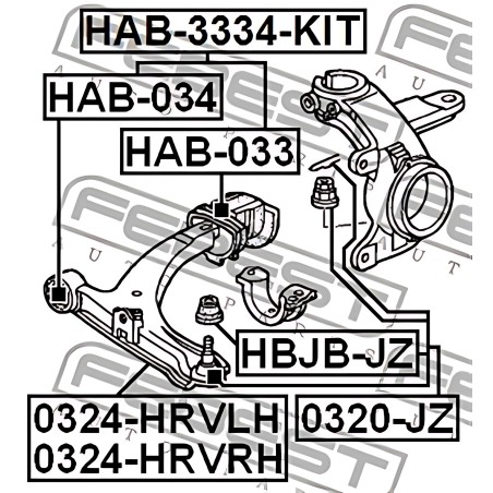 HAB-034 Сайлентблок важеля HONDA CR-V 99 перед. міст із двох сторін (Вир-во FEBEST) фото від Мотор-Агро Харків Україна