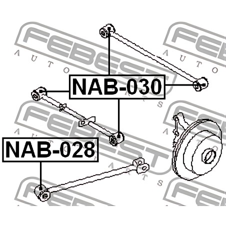NAB-028 Сайлентблок важеля NISSAN X-TRAIL 01-перед. міст із двох сторін (Вир-во FEBEST) фото від Мотор-Агро Харків Україна