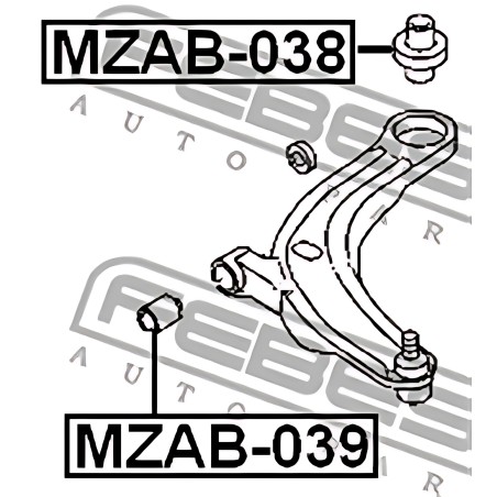 MZAB-038 Сайлентблок важеля MAZDA MPV II 99-06 перед. міст низ ззаду (Вир-во FEBEST) фото від Мотор-Агро Харків Україна