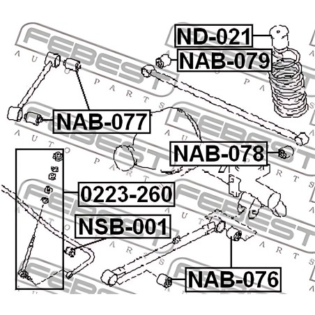 NAB-076 Сайлентблок тяги HYUNDAI SONATA IV, TERRACAN 98-06 зад. міст (Вир-во FEBEST) фото від Мотор-Агро Харків Україна