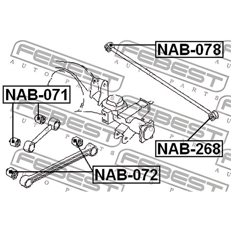 NAB-072 Сайлентблок важеля NISSAN PATROL, TERRANO 88-02 задн. міст із двох сторін (Вир-во FEBEST) фото від Мотор-Агро Харків Укр