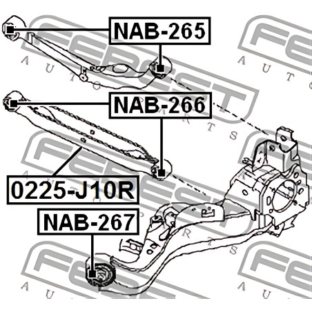 NAB-266 Сайлентблок важеля NISSAN X-TRAIL, QASHQAI 07- задн. міст із двох сторін (Вир-во FEBEST) фото від Мотор-Агро Харків Укра