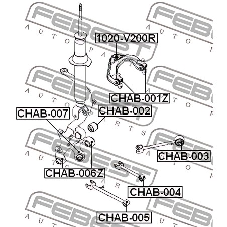 CHAB-006Z Сайлентблок важеля CHEVROLET EPICA 05- задн. міст із двох сторін (Вир-во FEBEST) фото від Мотор-Агро Харків Україна