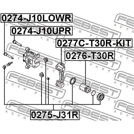 0274-J10UPR Втулка направляюча супорта задн. NISSAN X-TRAIL T31 2007-2013 (вир-во FEBEST) фото від Мотор-Агро Харків Україна