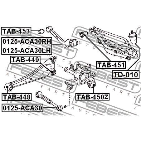 TAB-451 Сайлентблок важеля TOYOTA AURIS, AVENSIS, LEXUS NX 08 - задн. міст із двох сторін (Вир-во FEBEST) фото від Мотор-Агро Ха