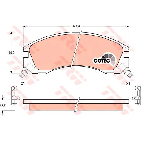 GDB3200 Колодка гальм. диск. MITSUBISHI LANCER VI (CK/P_A), OUTLANDER, PAJERO II (V2_W) передн. (вир-во TRW) фото від Мотор-Агро