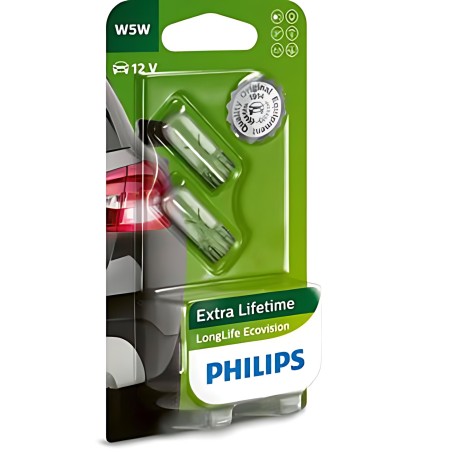 12961LLECOB2 Лампа розжарювання W5W 12V 5W W2,1X9,5d LongerLife EcoVision 2шт blister (вир-во Philips) фото від Мотор-Агро Харкі