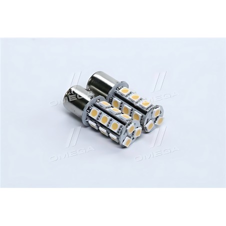 TP-201S25-24V Лампа LED покажчиків поворотів і стоп-сигналів S25 (18SMD) BA15S 24V WHITE 2шт. Блістер TEMPEST фото від Мотор-Агр