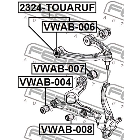 VWAB-007 Сайлентблок важеля AUDI Q7, VW TOUAREG 02-15 перед. міст низ (Вир-во FEBEST) фото від Мотор-Агро Харків Україна