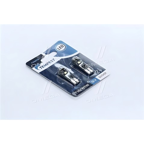 TP-211T10-12V Лампа LED б / ц габарит і панель приладів T10 доп. опору. 3SMD W5W 12V WHITE 2шт. блістер TEMPEST фото від Мотор-А