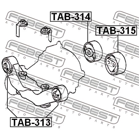 TAB-314 Опора, диференціал LEXUS, TOYOTA (вир-во FEBEST) фото від Мотор-Агро Харків Україна