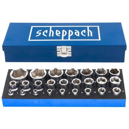 Набір головок в металевому кейсі 25 пр. 1/2'', 1/4'' (6-гр.) Scheppach SCH-50121G