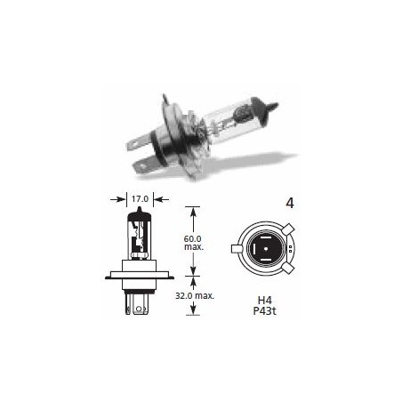 H4 24V 75/70W P43t Лампа фари галогенна від Мотор-Агро Харків Україна