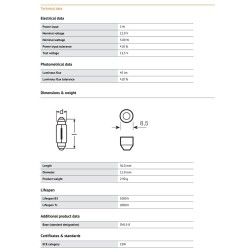 12V5W_C5W SV8.5-8 35 Лампа софiтна C5W SV8,5-8 35mm 12V5W від Мотор-Агро Харків Україна